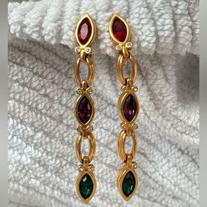 Vintage Swarovski Gold Tone and Multicolor Crystal Earrings